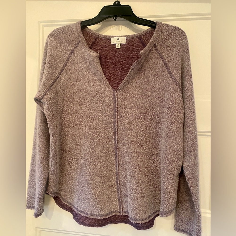 Socialite Split Neck Raglan Top